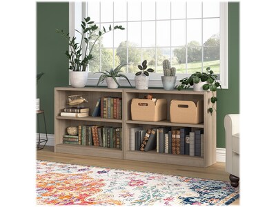 Bush Furniture Universal 30"H 2-Shelf Bookcase with Adjustable Shelf, Ash Gray Laminated Wood (WL12426)