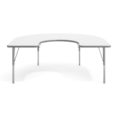 Flash Furniture Wren Horseshoe Activity Table, 66" x 60", Height Adjustable, White Top/Silver Frame (XUA6066HRSEWTP)