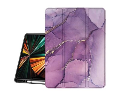 SaharaCase Marble Series Folio Case for Apple iPad Pro 12.9 (4th, 5th, and 6th Gen 2020-2022), Purple (TB00032)