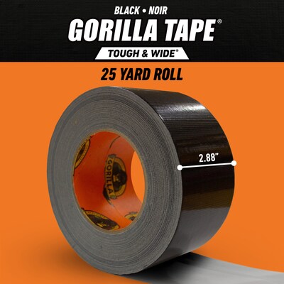 Gorilla Tough & Wide Duct Tape, 2.88" X 25 yds., Black (106425)