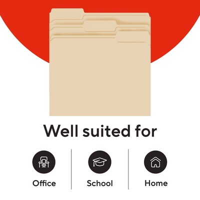 Staples Heavy Duty File Folder, 1/3 Cut Tab, Letter Size, Manila, 250/Box (TR56677)