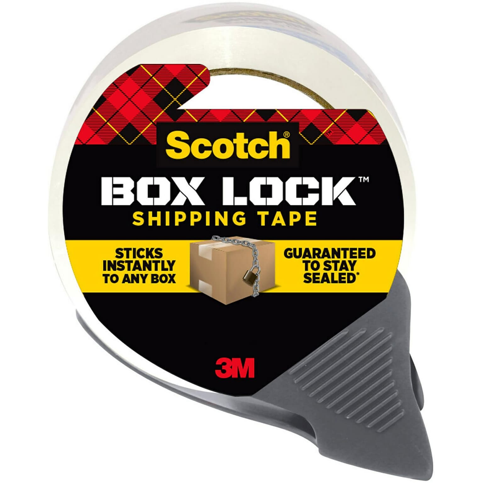 Scotch Box Lock Shipping Packing Tape with Refillable Dispenser, 1.88 in x 54.6 yds., Clear (3950-RD)