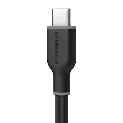 HyperGear Flexi Pro USB-A to USB-C Soft-Touch Silicone Charge and Sync Cable, 10 ft., Black (15912)