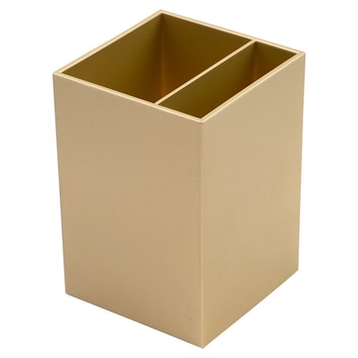 JAM PAPER Plastic Pen Holder, Gold, Desktop Pencil Cup, Sold Individually (341gos)