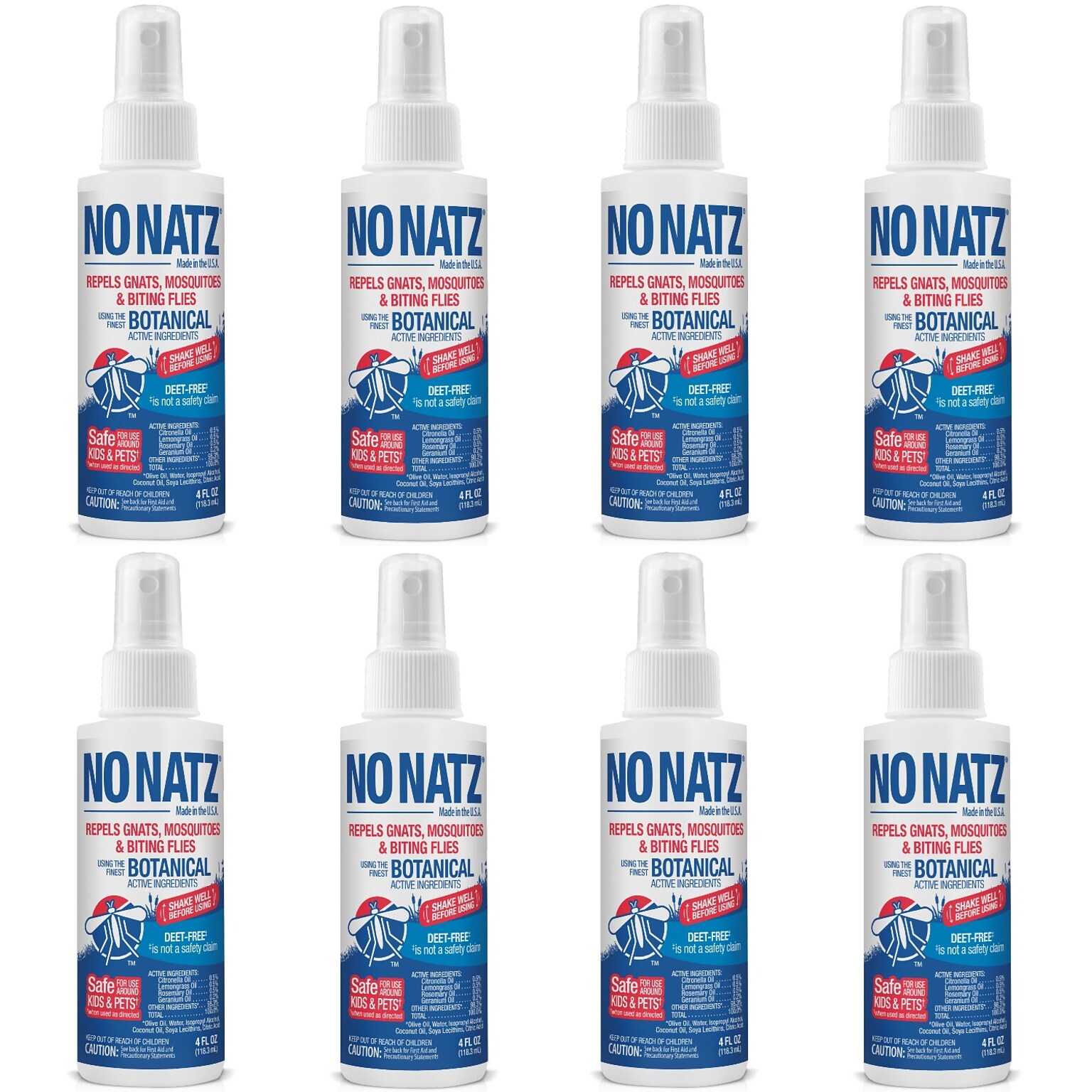 No Natz Natural DEET-Free Insect Repellent Spray for Gnats, Fresh Scent, 4oz, 8/Pack (BND04603)