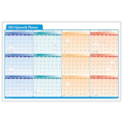 2027 ComplyRight 36 x 24 Yearly Dry Erase Wall Calendar, Red/Blue/Orange (J0061)