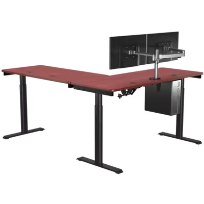 VersaDesk PowerLift 72"W Electric L-Shaped Adjustable Standing Desk, Cherry/Black (PLLSD7272-BC-APP)