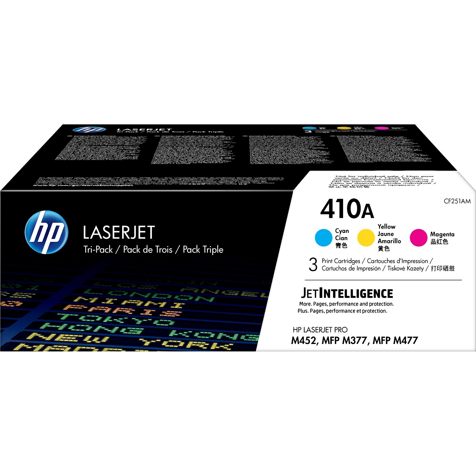 HP 410A Cyan/Magenta/Yellow Standard Yield Toner Cartridge, Prints Up to 2,300 Pages (CF251AM)