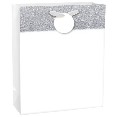 Party City Glitter & Matte Large Gift Bag, White (AM170765-08-NS)