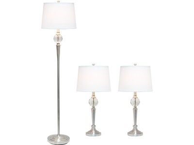 Lalia Home Classix 63"/29" Brushed Nickel Three-Piece Floor/Table Lamp Set with Tapered Shades (LHS-1000-BN)