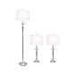 Lalia Home Classix 63"/29" Brushed Nickel Three-Piece Floor/Table Lamp Set with Tapered Shades (LHS-1000-BN)