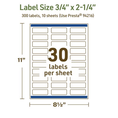 Avery Dissolvable Rectangle Multipurpose Labels, 0.75" x 2.25", Off-white, 300/Pack (94216)