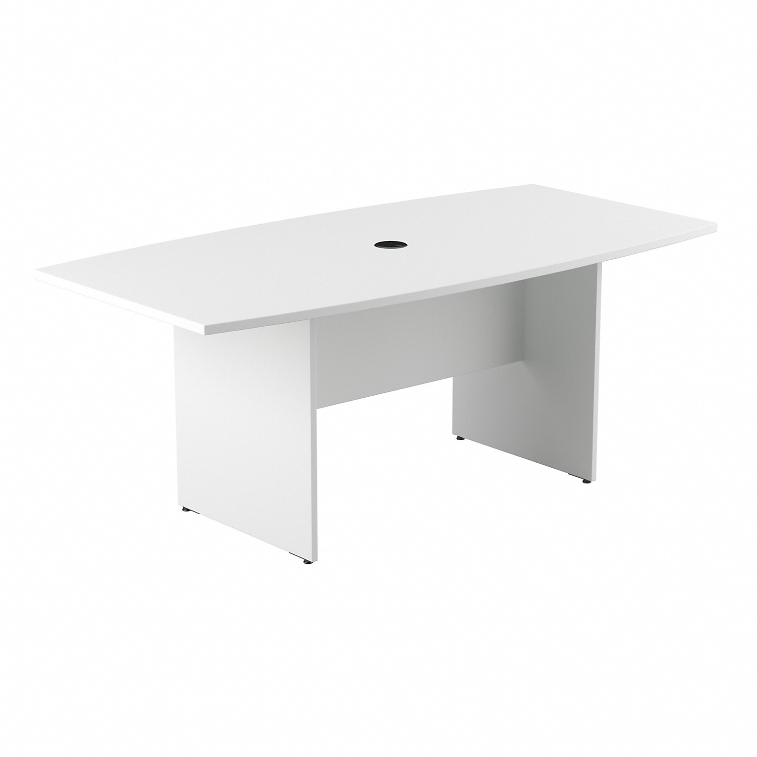 Bush Business Furniture 72W x 36D Boat Shaped Conference Table with Wood Base, White (99TB7236WH)