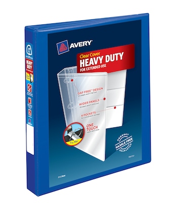 Avery Heavy Duty 1 3-Ring View Binders, One Touch EZD Ring, Pacific Blue (79772)