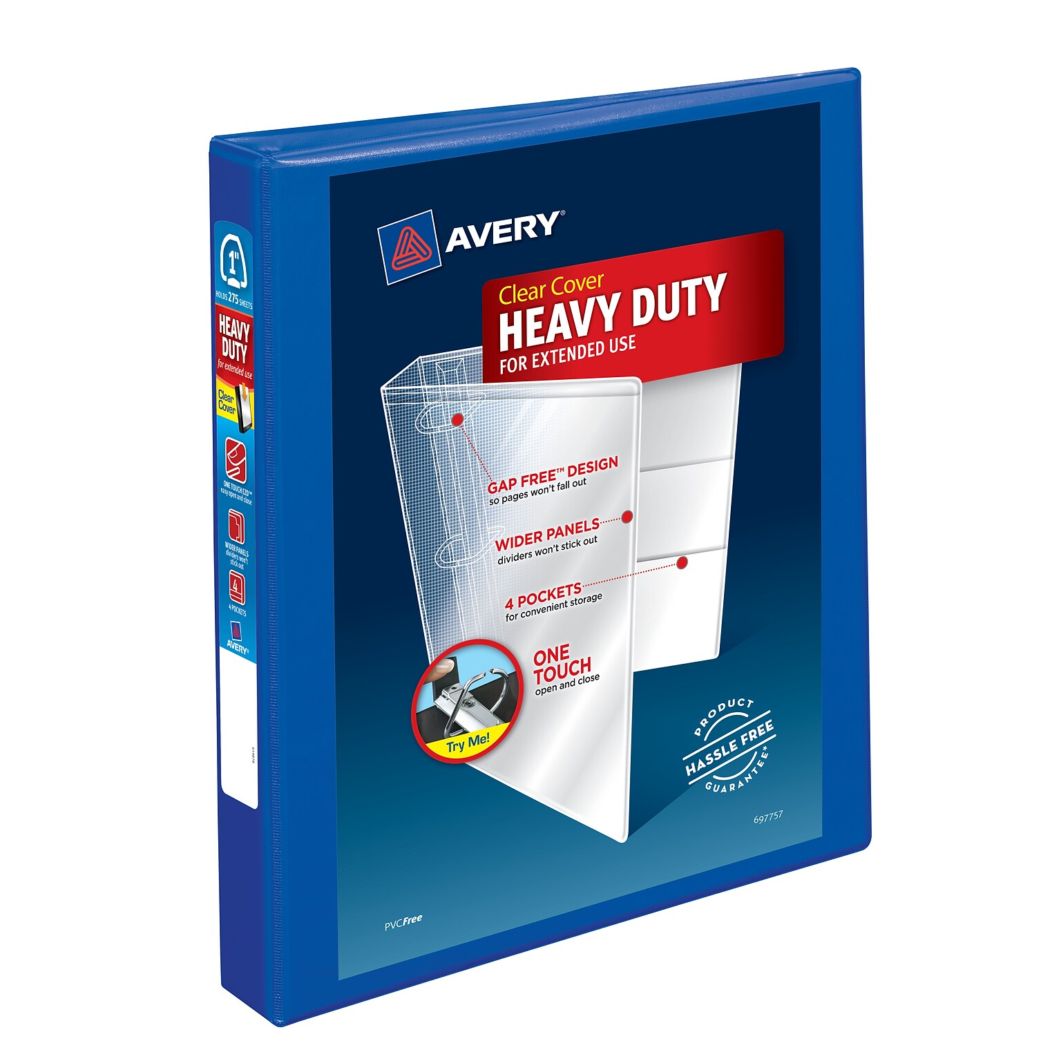 Avery Heavy Duty 1 3-Ring View Binders, One Touch EZD Ring, Pacific Blue (79772)