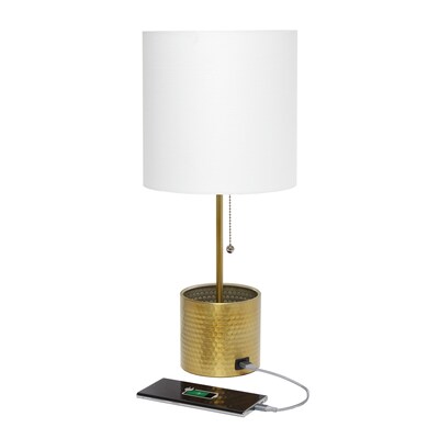 Creekwood Home 18.5" LED Table Lamp with USB Port, Gold (CWT-1007-GL)