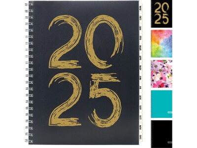 2025 Global Printed Products 8.5" x 11" Calendar Year Weekly & Monthly Planner, Plastic Cover, Black/Gold (SPLS25-8511-F)