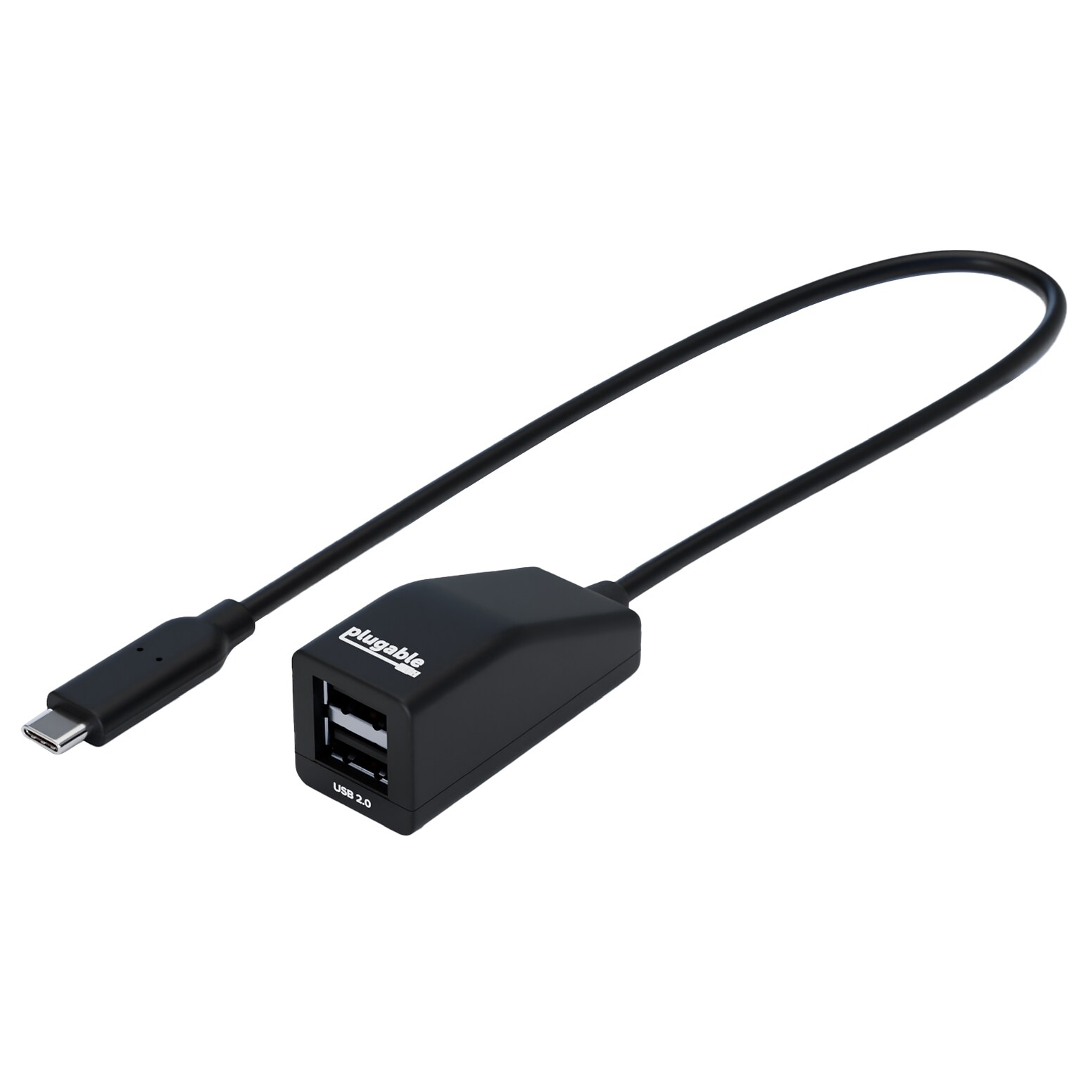Plugable Universal USB-C to Dual USB-A 2.0 Splitter, Male to Female/Female, Black (USBC-2PORT)