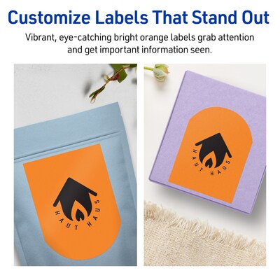 Avery Laser/Inkjet Multipurpose Decorative Edge Labels, 4.75" x 3.5", Bright Orange, 80/Pack (94600)