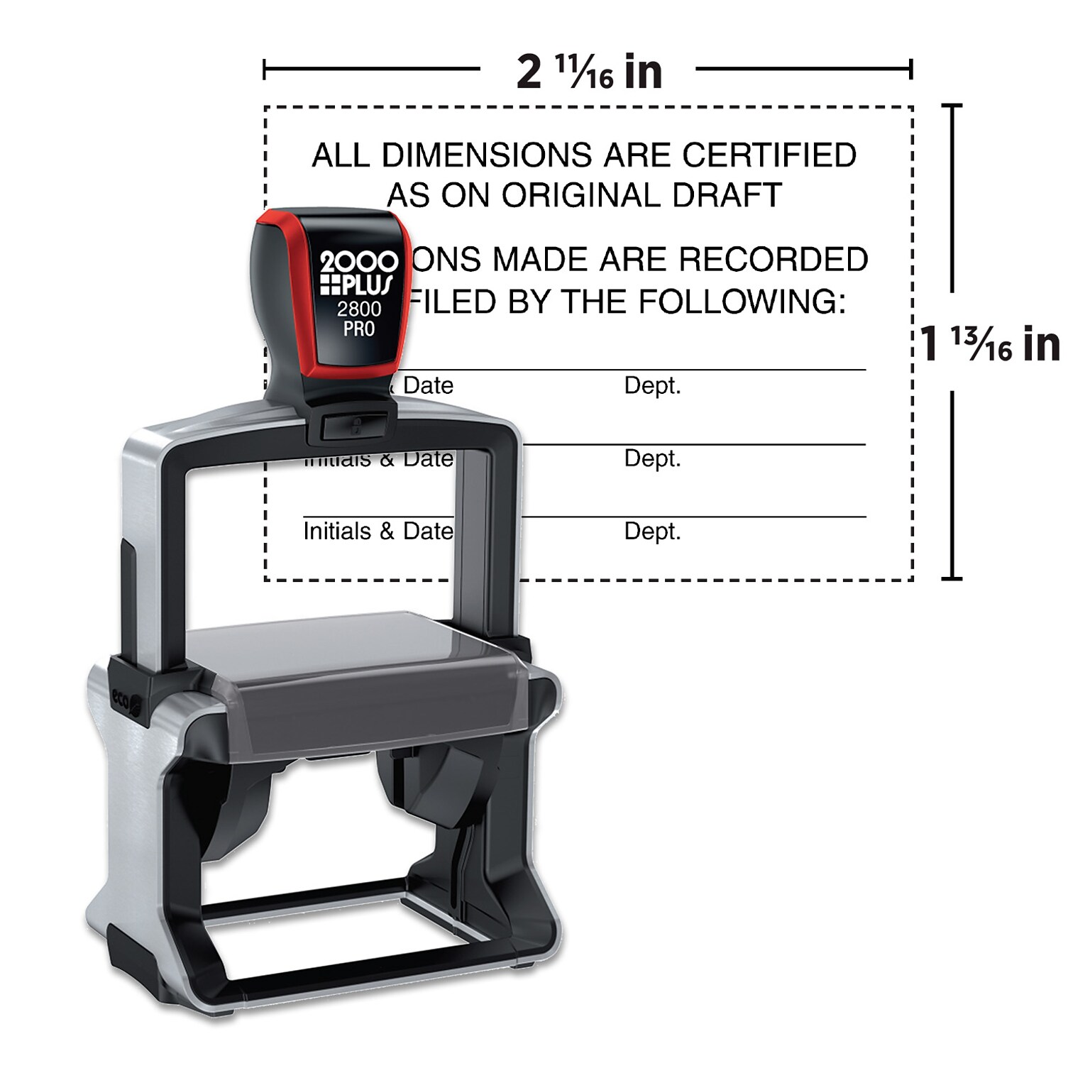 Custom 2000 Plus® Pro 2800 Heavy Duty Self-Inking Stamp, 1-13/16 x 2-11/16