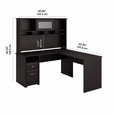 Bush Furniture Cabot 60W L Shaped Computer Desk with Hutch and Drawers, Espresso Oak (CAB046EPO)