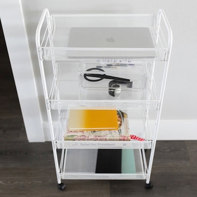 Better Houseware Steel Wheeled Trolley Organizer, White (BTH2002)