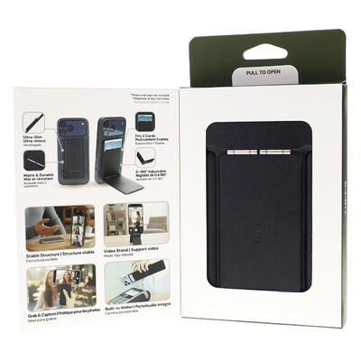 TUFF8 Magnetic Foldable Origami Cell Phone Wallet Stand, Black (AO-FWSBK)
