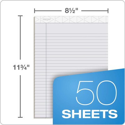 TOPS Prism Notepad, 8.5" x 11.75", Wide Ruled, Assorted, 50 Sheets/Pad, 6 Pads/Pack (TOP63116)