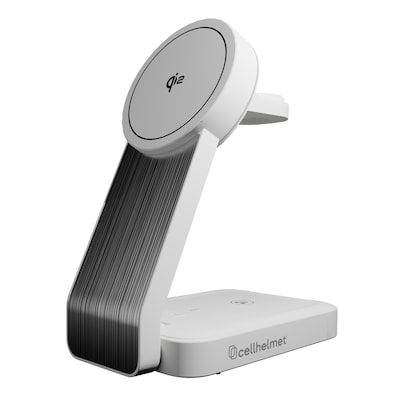 cellhelmet Magnetic 3-in-1 Qi Charging Stand with Charging Cable, 15W, 3-ft., White (PW-216)