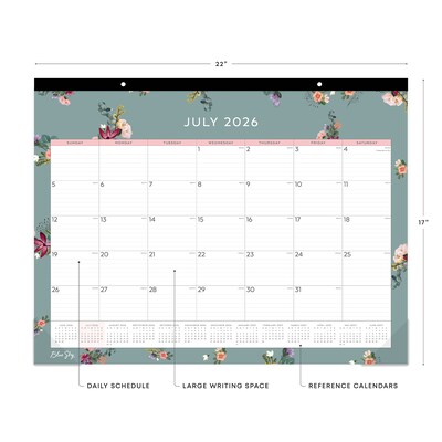 2026-2027 Blue Sky Greta 17 x 22 Academic Monthly Wall Calendar, Assorted Colors (136476-A27)