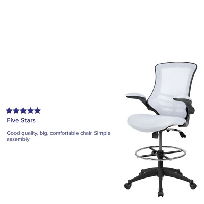 Flash Furniture Mesh Ergonomic Drafting Chair with Adjustable Foot Ring and Lumbar Support, White (BLX5MDWH)