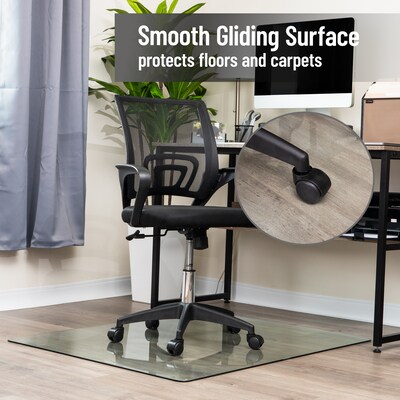 Mind Reader Carpet & Hard Floor Chair Mat, 36" x 46", Clear Tempered Glass (TGC4636-CLR)