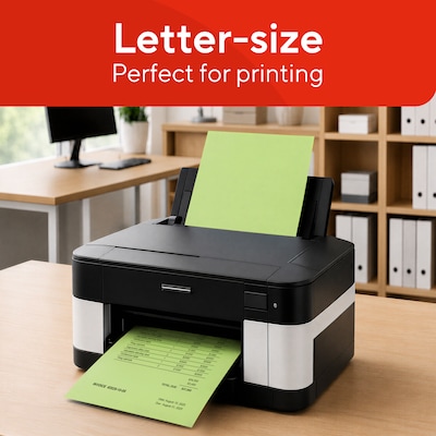 Staples Brights Multipurpose Colored Paper, 20 lbs., 8.5" x 11", Lime, 500/Ream (25206)