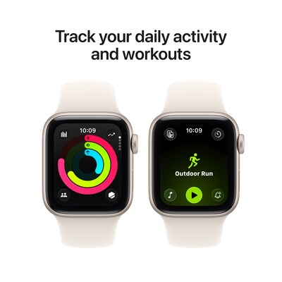 Apple Watch SE 3 GPS Smartwatch, 40mm, Starlight Aluminum Case with Starlight Sport Band, Medium/Large (MEH54LW/A)