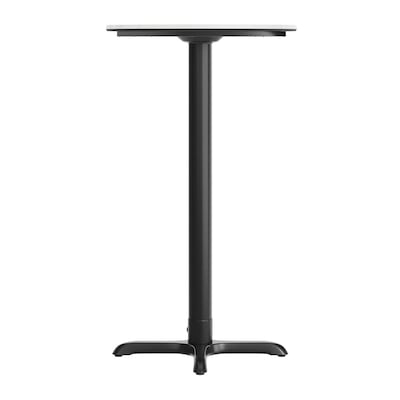 Flash Furniture Acadia 24" Round Wooden Dining Table with X-Base, White Faux Marble/Black Base (STRD24WMAT2222B)