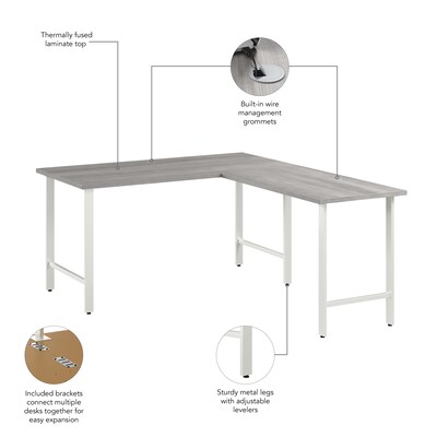 Bush Business Furniture Hustle 60"W L Shaped Computer Desk with Metal Legs, Platinum Gray (HUS003PG)