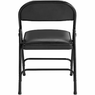Lorell Vinyl  Padded Seat Folding Chairs, Steel Black, 4/Carton (LLR62526)