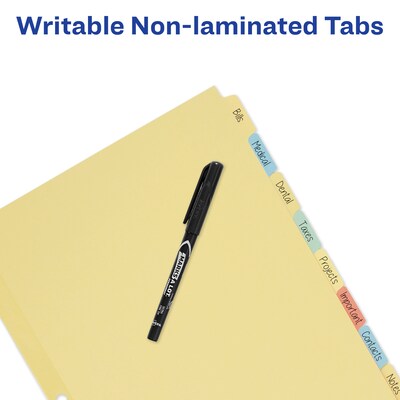 Avery Plain Write-On Dividers, 8-Tab, Multicolor, 24 Sets/Box (11509)