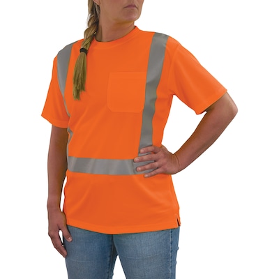GloWear 8274 High Visibility Short Sleeve Women’s T-Shirt, ANSI Type R Class 2, Orange, Medium (22083)