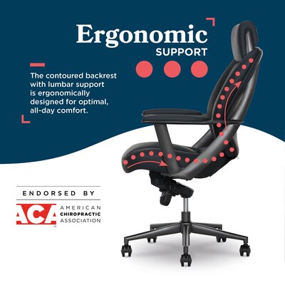 La-Z-Boy Vannes Ergonomic Polyurethane Swivel Executive Chair, Black (60101-BLK)