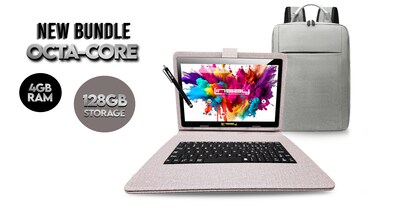 Linsay Octa Core 10.1" Tablet, 4GB RAM, 128GB Storage, Android 13, Bundled with Cloth Keyboard, Backpack and Stylus Pen