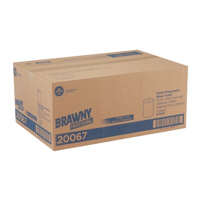 goRag Durable Fibers Wipers, Orange, 250 ft./Roll, 6 Rolls/Carton (20067)