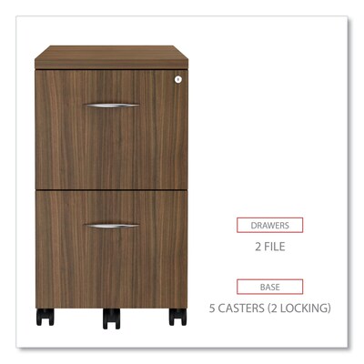 Alera Valencia Series Mobile Pedestal, 2 Legal/Letter-Size Drawers, Modern Walnut (ALEVA582816WA)