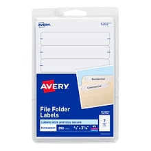 Avery Laser/Inkjet Permanent Print-or-Write File Folder Labels, White, 252 Labels Per Pack (13923/52