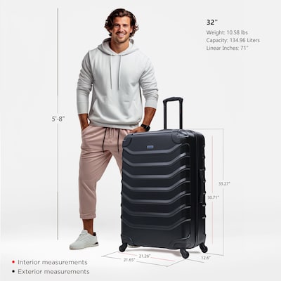 InUSA Endurance 33.27" Hardside Suitcase, 4-Wheeled Spinner, TSA Checkpoint Friendly, Black (IUEND00XL-BLK)