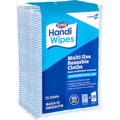 CloroxPro Clorox Handi Wipes Cotton Cleaning Cloths, Blue/White, 72 Cloths/Pack (60942)