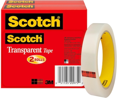 Scotch Transparent Tape Refill, 3/4 x 72 yds., 2 Rolls/Pack (600-2P34-72)