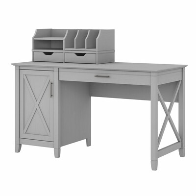 Bush Furniture Key West 54 Computer Desk with Storage and Desktop Organizers, Cape Cod Gray (KWS010CG)