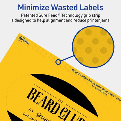 Avery Oval Laser/Inkjet Multipurpose Labels, 4" x 6", Bright Yellow (80/Box)