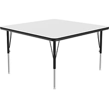 Correll Square Activity Table, 42 x 42, Height-Adjustable, Frosty White/Black (A4242DE-SQ-80)